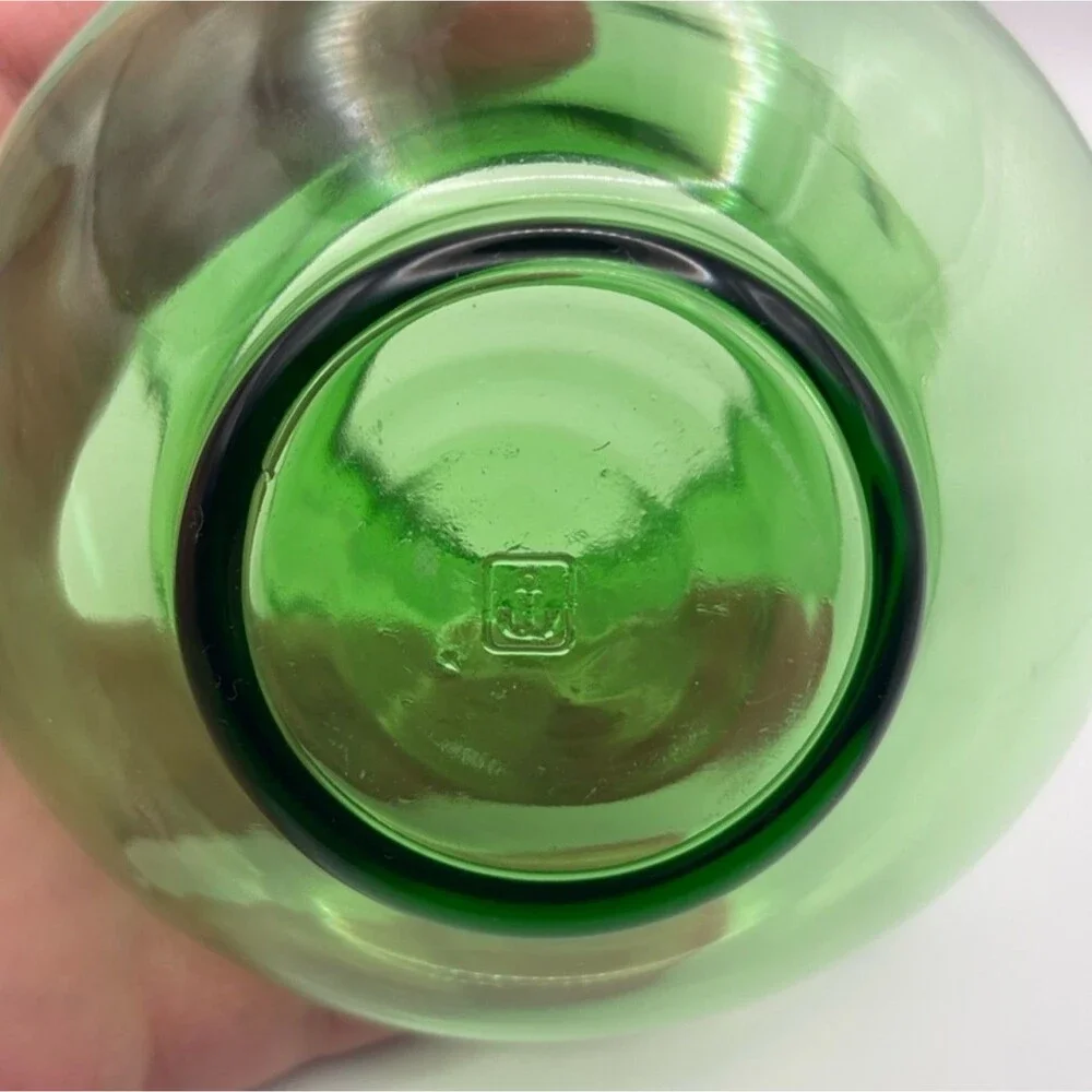 Vintage Forest Green Glass Bud Vase by Anchor Hocking Flared Crimped Edge
